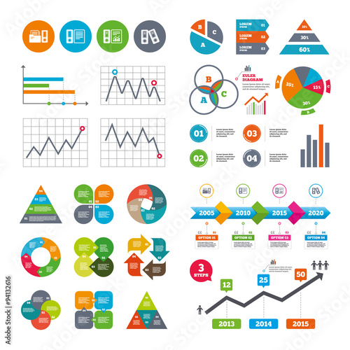 Accounting icons. Document storage in folders.
