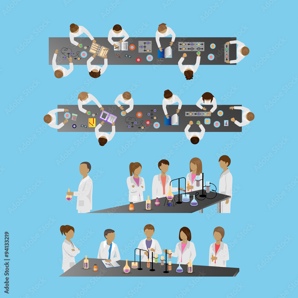 Medical Scientists, Laboratory Research, Different View Set Medical Scientists, Laboratory Research, Different View Set