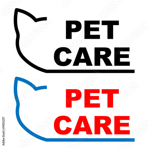 Texto PET CARE con cabeza de gato