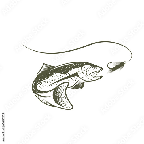 trout and lure vector design template