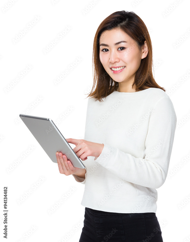 Woman use of the tablet pc Woman use of the tablet pc