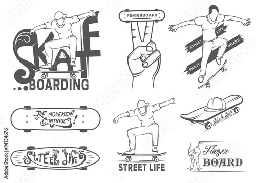 Set of Skateboarding Emblems, Logo and Badges