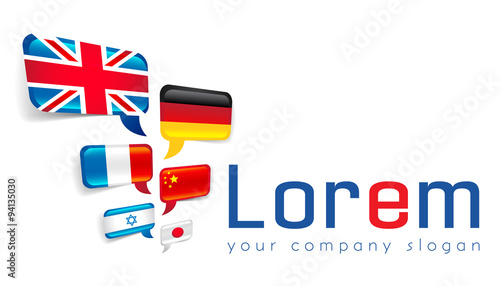 Language learning, educational, international, vector logo template