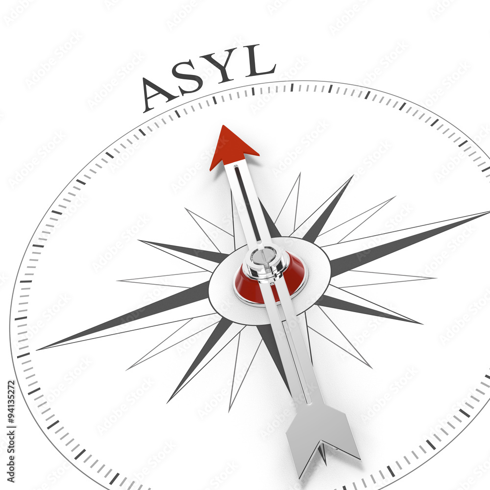 Kompass mit dem Wort Asyl Kompass mit dem Wort Asyl