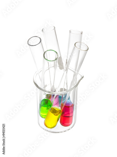 Test tubes with solution in small beaker © butaiump