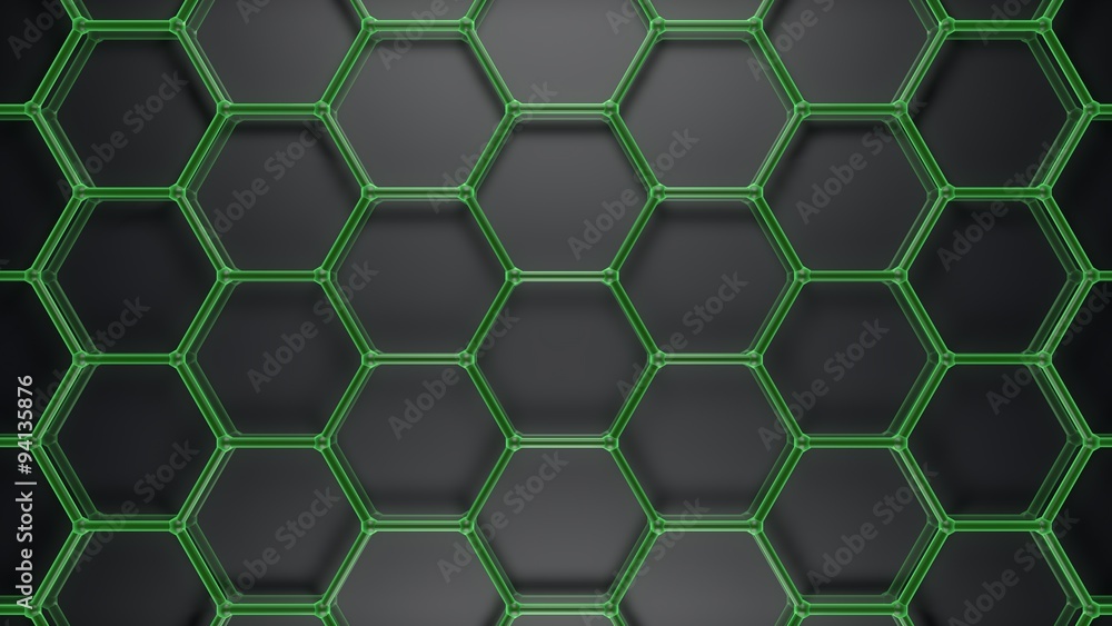 green hexagons metal background