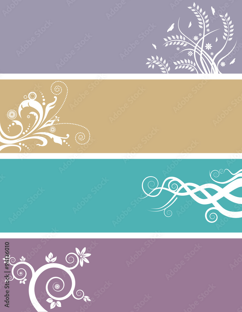 An array of abstract floral web banners in assorted colors An array of abstract floral web banners in assorted colors