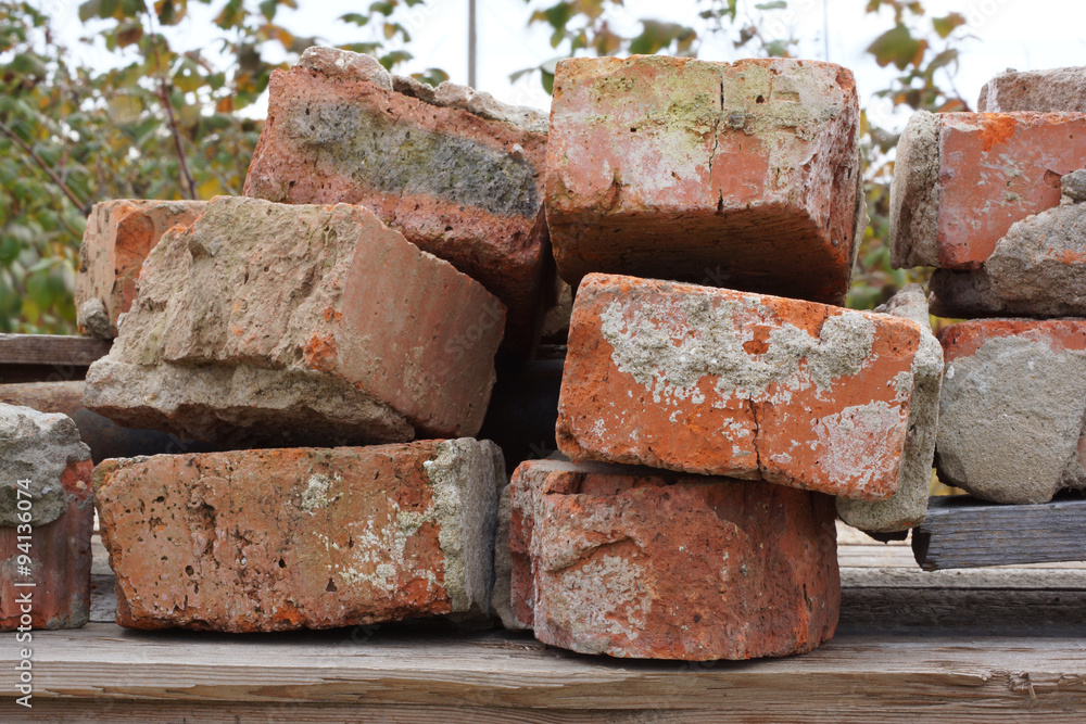 A pile of old bricks. A pile of old bricks.