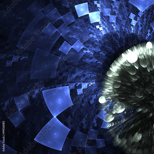 Abstract composition with circular checkered pattern