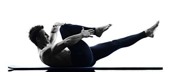 man pilates exercises fitness isolated