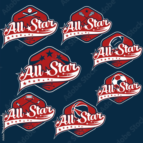set of vintage sports all star crests