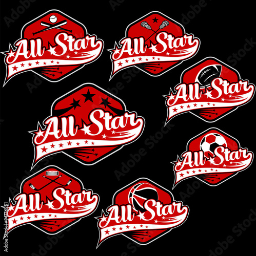 set of vintage sports all star crests