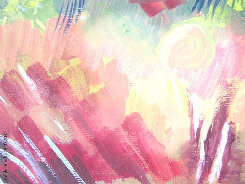 Abstract brush painting background. Children's gouache drawing.