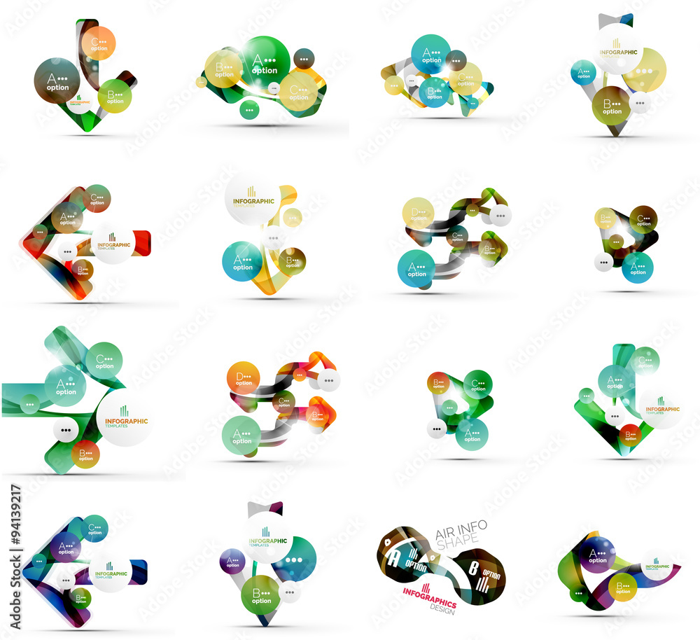 Set of abstract geometric paper infographic banner templates