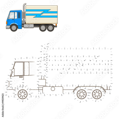 Draw truck educational game vector illustration