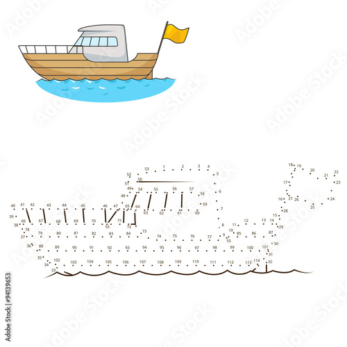 Connect dots to draw yacht educational game