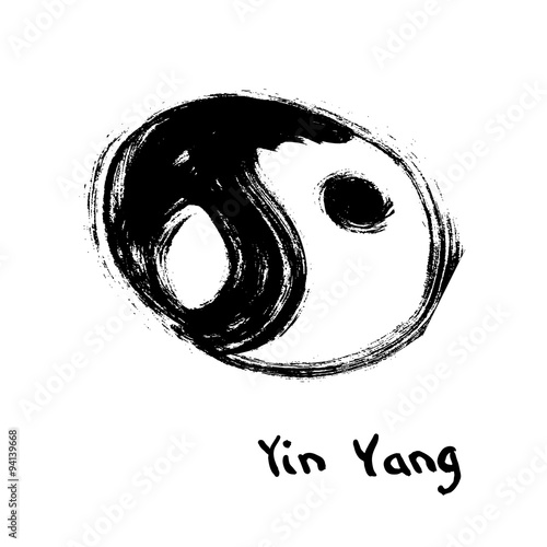 Buddhist symbol of yin yang. Chinese calligraphy ink.