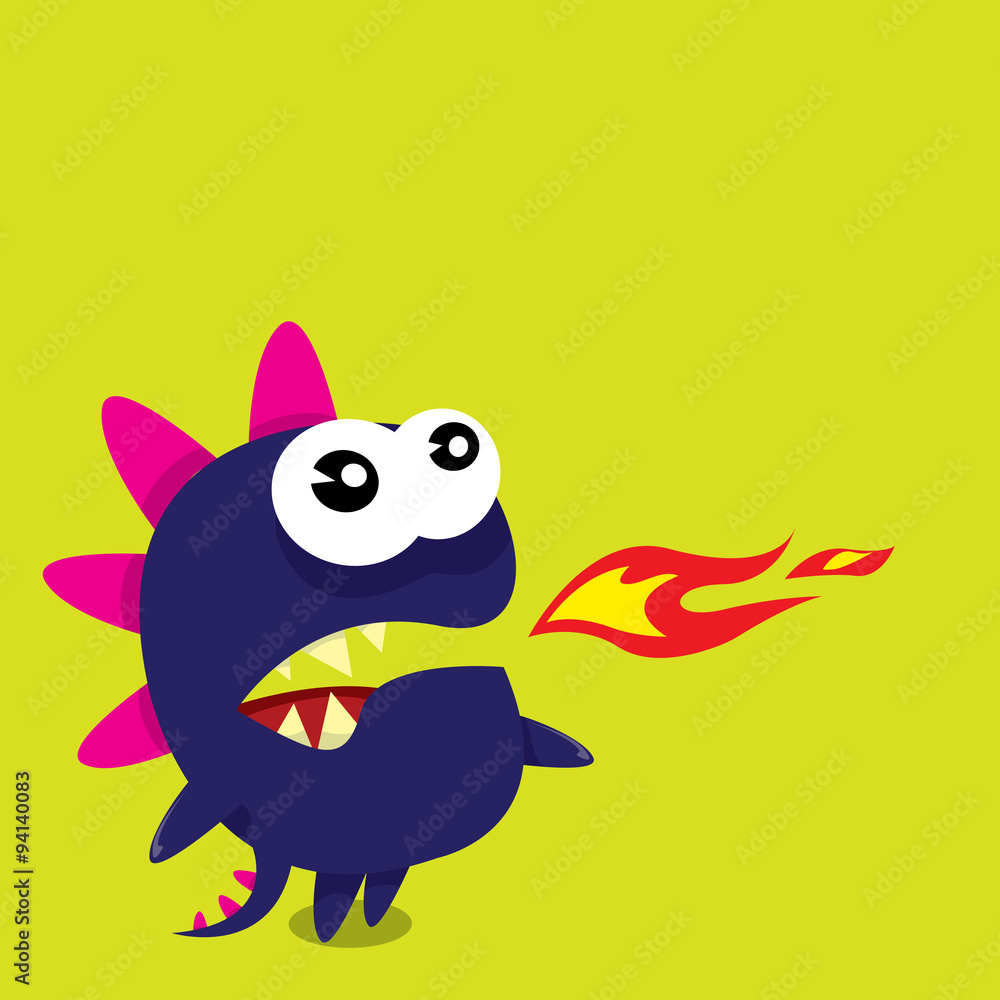 Fototapeta premium Vector cartoon funny dragon. Cartoon Dinosaur.