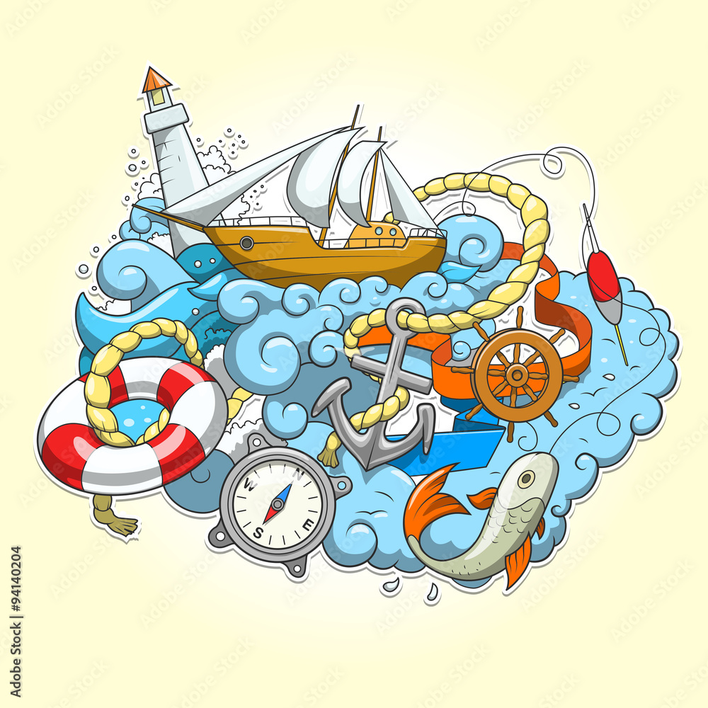Naklejka premium Summer sailing abstraction vector illustration