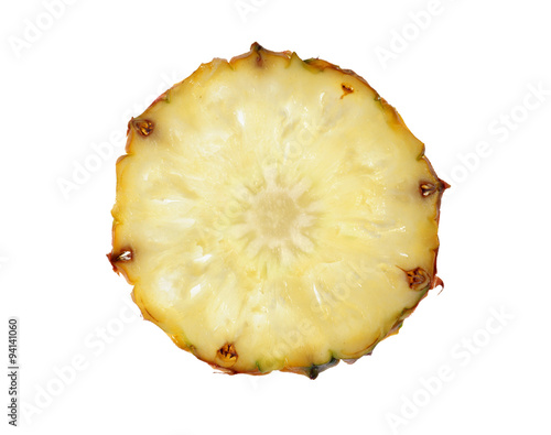 sweet slice of pineapple fruit isolated on white background