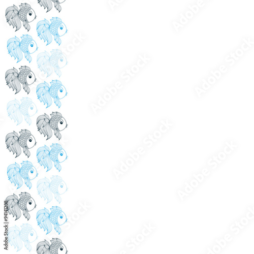 Blue fish on white background vector seamless pattern