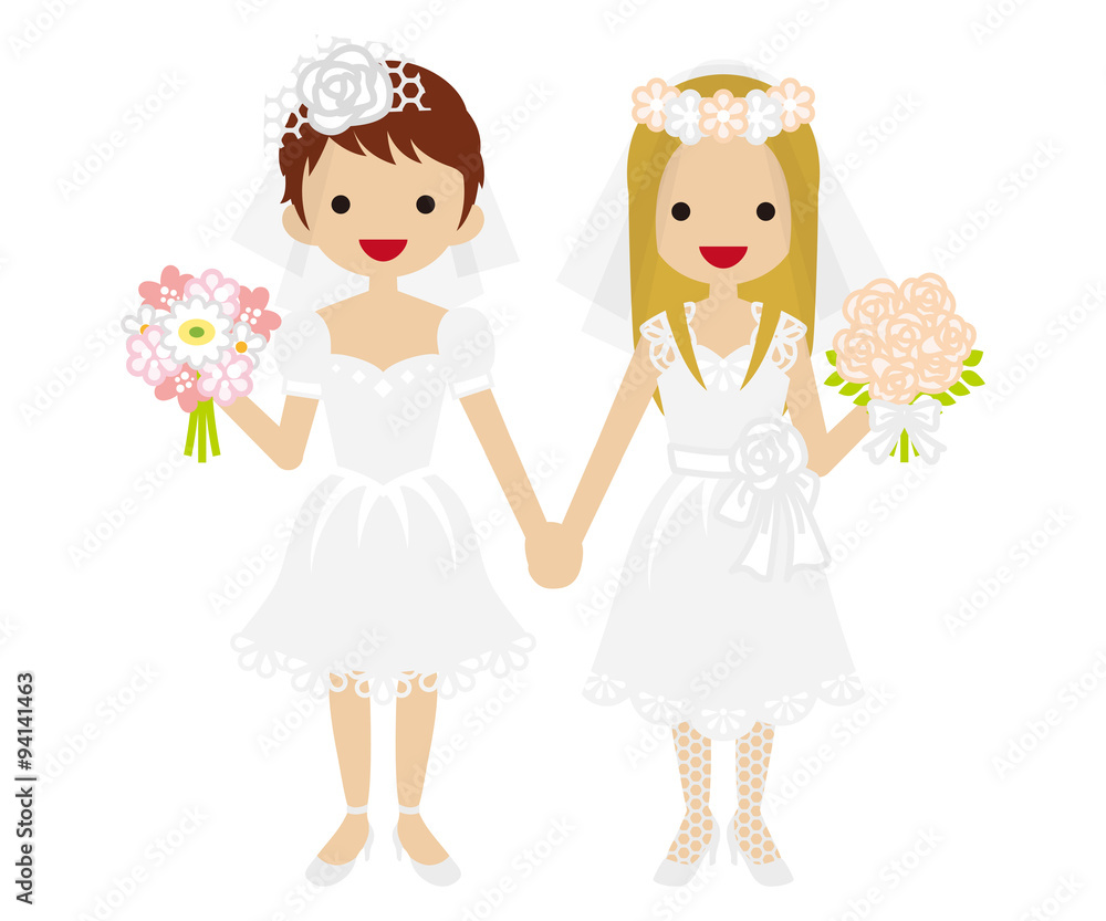 Wedding -Lesbian -Mini skirt Bride Stock Vector | Adobe Stock