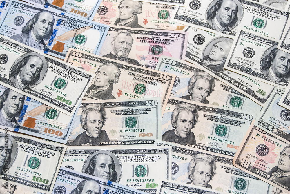 set of american dollar bills as background set of american dollar bills as background