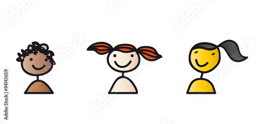 Kindergesichter - verschiedene Nationalitäten, Integration und Zusammenleben von Kulturkreisen, Inklusion, Gemeinschaft leben, Zukunft gemeinsam gestalten