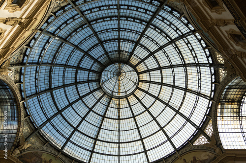 glass vaulted ceiling in the 19th century Galleria Vittorio Emanuele II  Milan  Italy