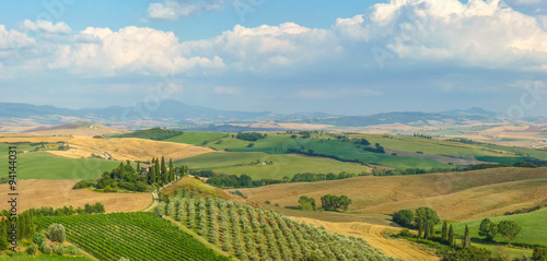 Scenic Tuscany landscape at sunset  Val d Orcia  Italy