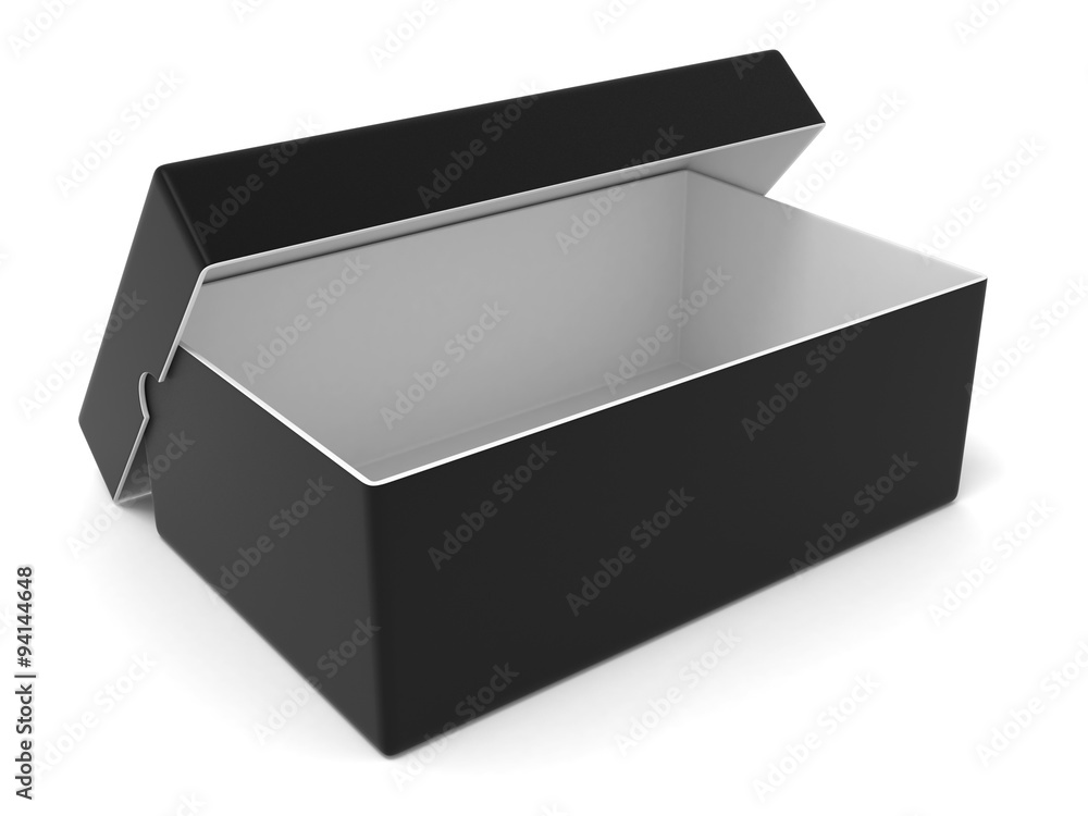 Naklejka premium Empty black box, 3D render illustration isolated on white background