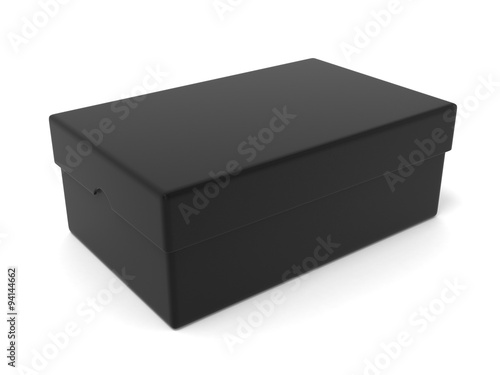 Closed black box, 3D render illustration isolated on white background
