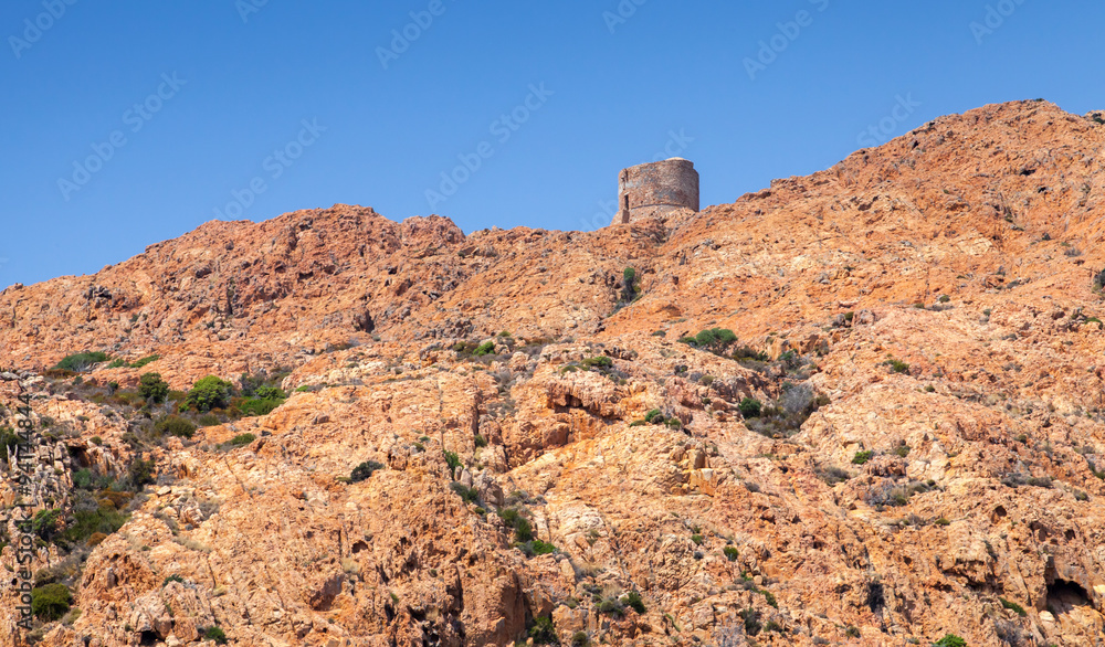 Ancient Genoese tower, Corsica island, France