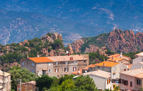 Small Corsican village cityscape, old living house