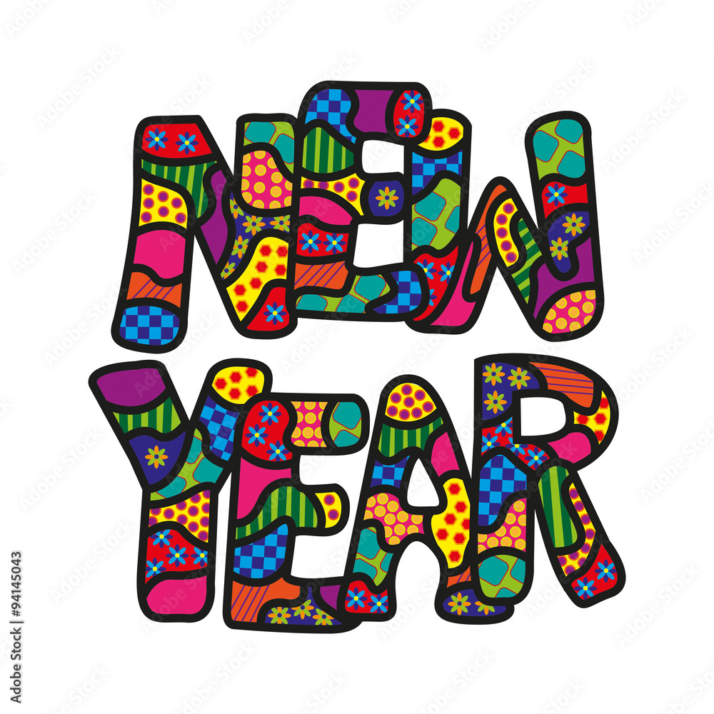 new year button on white background
