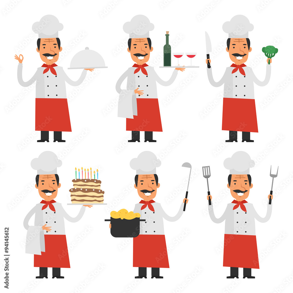 Cheerful chef in different poses part 1 Cheerful chef in different poses part 1