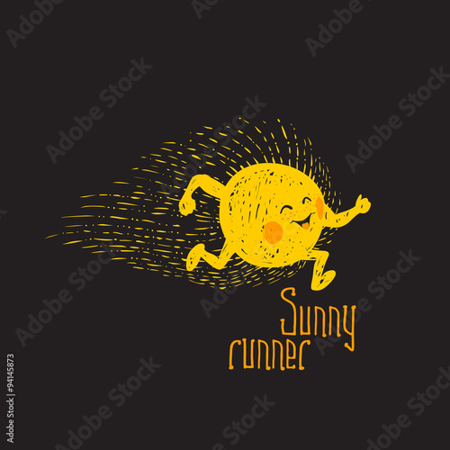 Flat illustration of running sun "Sunny runner"
