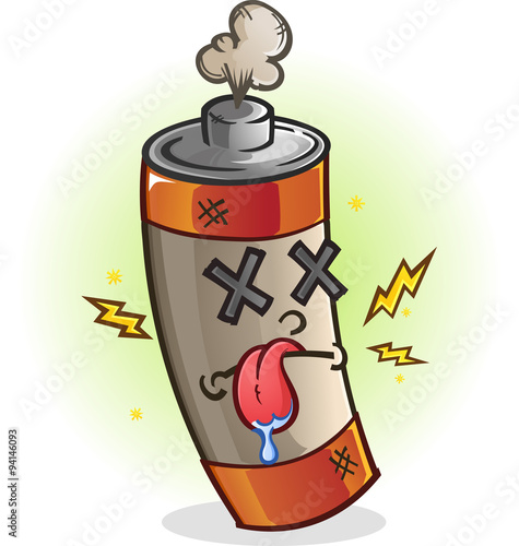 Dead Battery Cartoon Character