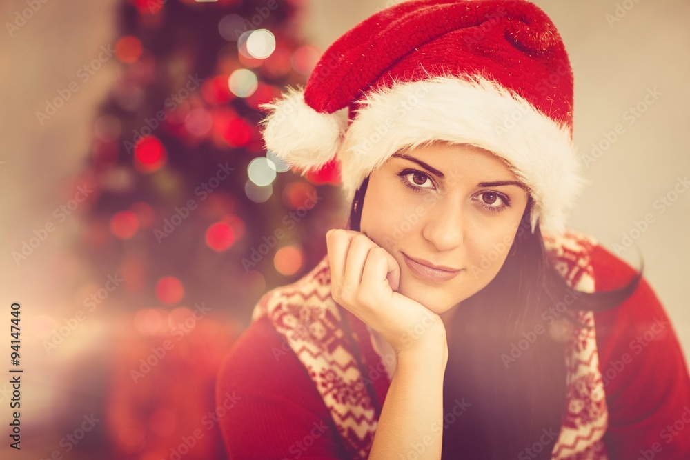 Festive brunette smiling at camera Festive brunette smiling at camera