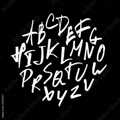 Expression hand drawn letters. Uppercase alphabet letters. Vecto