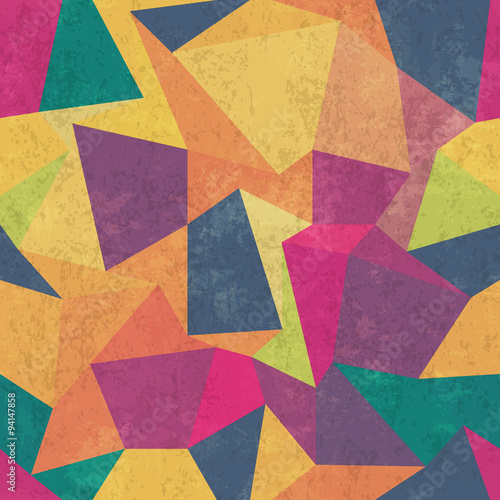 Triangle pattern. Colorful, grunge and seamless. Grunge effects