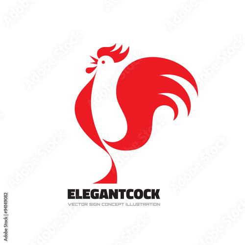 Elegant cock - rooster vector logo concept illustration. Bird cock minimal illustration. Rooster vector logo. Vector logo template. Cock design element.