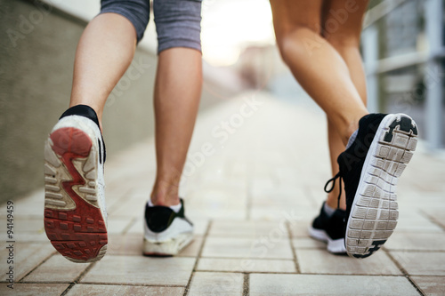 Closeup of joggers' feet