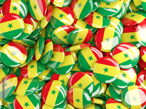 Background with round pins with flag of senegal