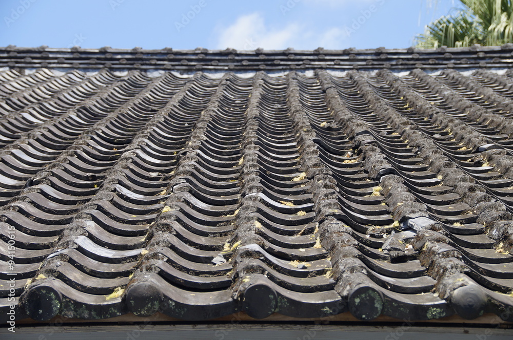 Old style of roof tile closeup in Taiwan 