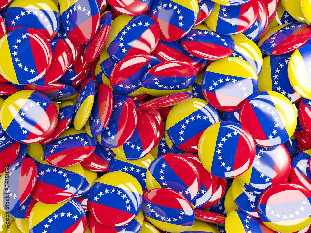 Background with round pins with flag of venezuela Background with round pins with flag of venezuela