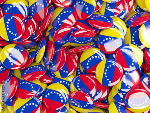 Background with round pins with flag of venezuela