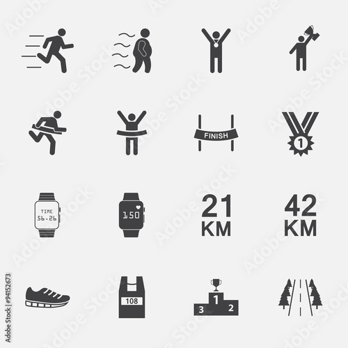 human run icons set.vector.