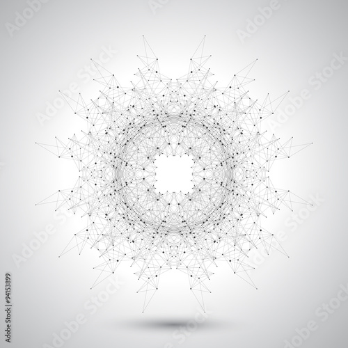 Geometric abstract form with connected lines and dots