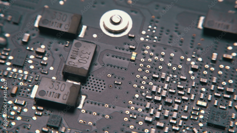 Printed Circuit Board with electrical components. Printed Circuit Board with electrical components.